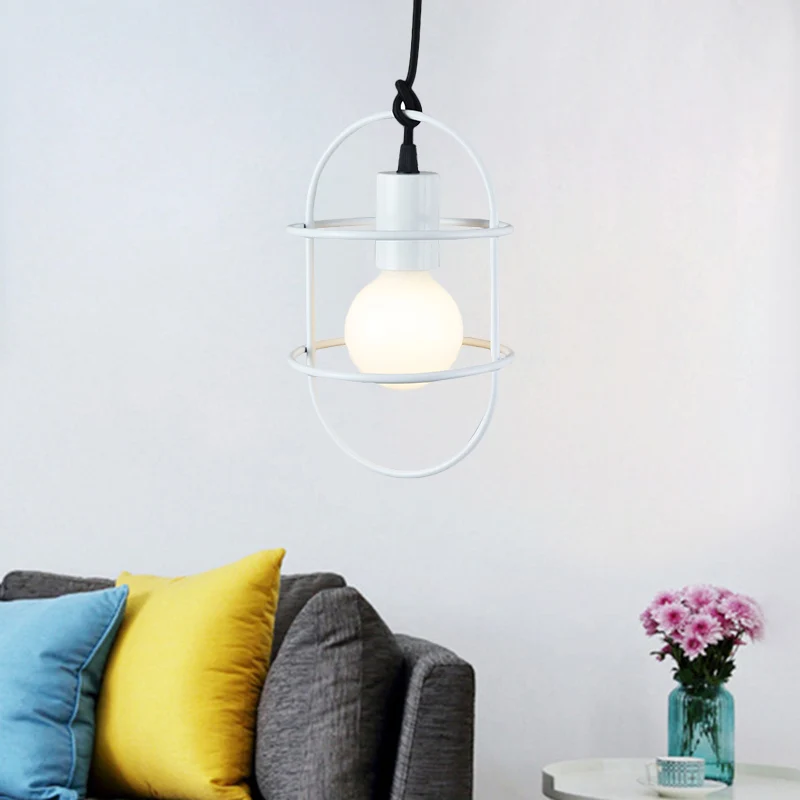 1-lamps eetkamer plafond hanglamp minimalisme wit/roze/geel druppellamp met metalen capsuleframe kap Clearhalo