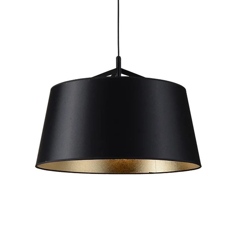 1-lamps hanglampset landelijke eetkamer ophanghanger met taps toelopende trommelstof kap zwart, 16,5"/23,5" breed Clearhalo