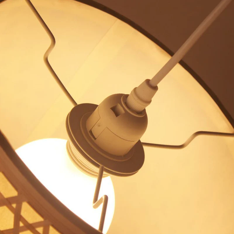 1-lamps restaurant hangende plafondlamp Simplicity Beige pendellamp met cilinderbamboe kap Clearhalo