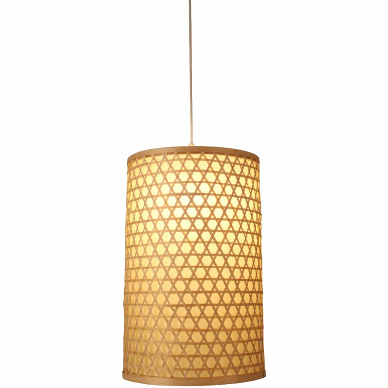 1-lamps restaurant hangende plafondlamp Simplicity Beige pendellamp met cilinderbamboe kap Clearhalo