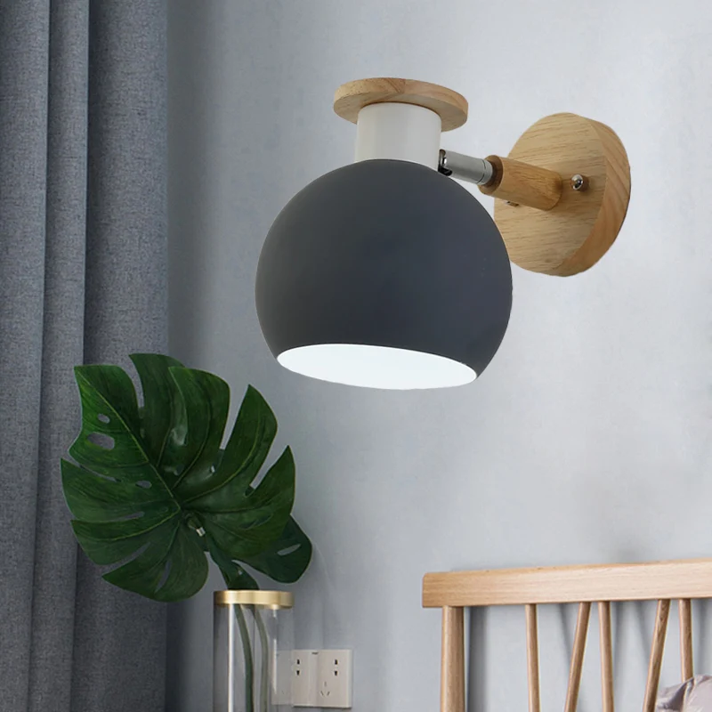 1-lamps slaapkamer schanslamp moderne grijze wandlamp met globale metalen kap Clearhalo