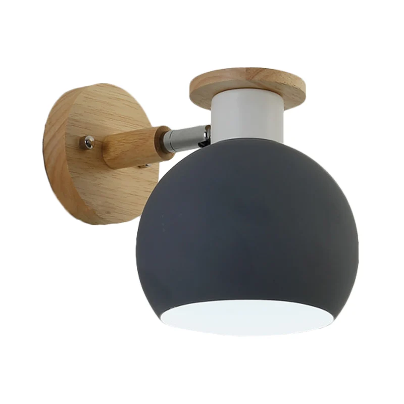 1-lamps slaapkamer schanslamp moderne grijze wandlamp met globale metalen kap Clearhalo