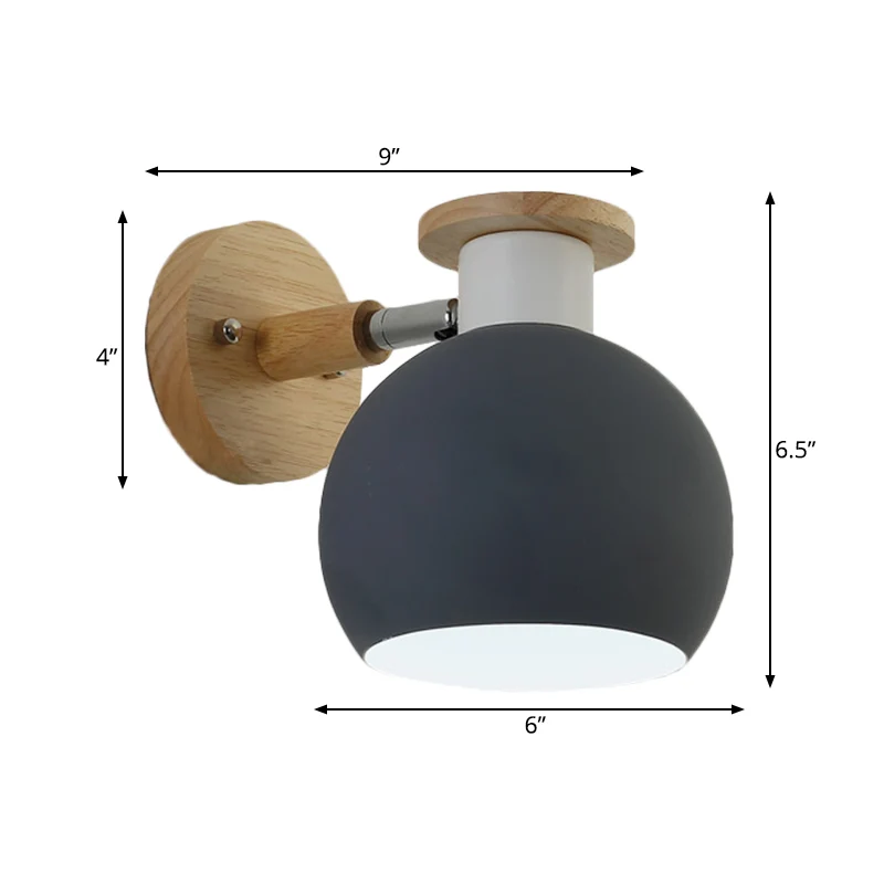 1-lamps slaapkamer schanslamp moderne grijze wandlamp met globale metalen kap Clearhalo