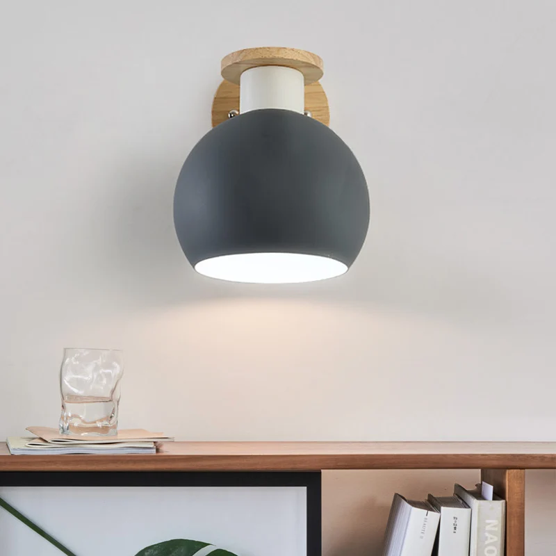 1-lamps slaapkamer schanslamp moderne grijze wandlamp met globale metalen kap Clearhalo