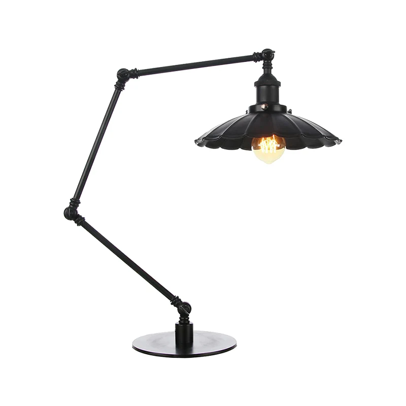 1-lamps studeerkamer tafelverlichting vintage stijlvolle verstelbare zwart/messing tafellamp met geschulpte rand metalen k...