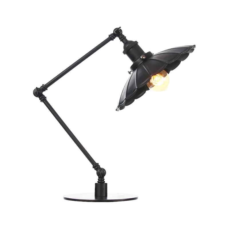 1-lamps studeerkamer tafelverlichting vintage stijlvolle verstelbare zwart/messing tafellamp met geschulpte rand metalen k...