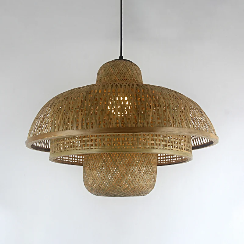 1-lamps theehuis hanglamp Asia Flaxen plafondhanglamp met gelaagde bamboe kap Clearhalo