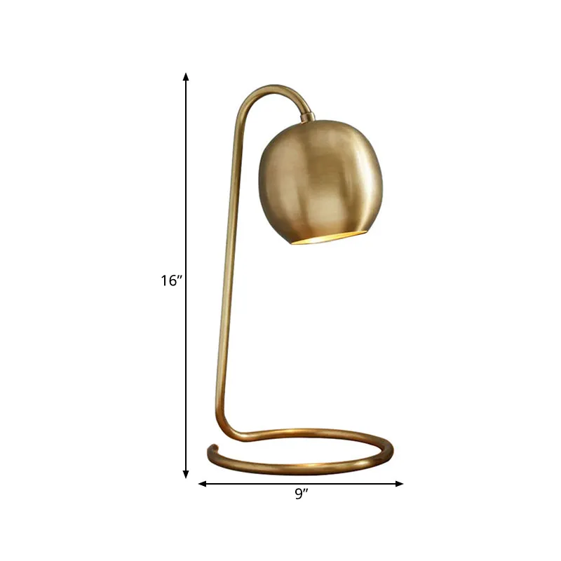 1-lichts bolvormig nachtkastje Verlichting kolonialisme Gouden metallic nachtlampje met cirkelvormige voet Clearhalo