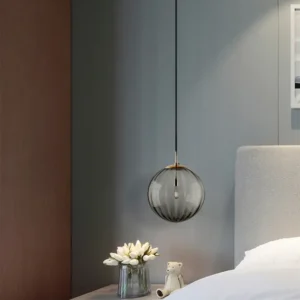 1-lichts bolvormige hanglamp moderne eenvoudige designer geribbelde slaapkamer hanglamp Clearhalo