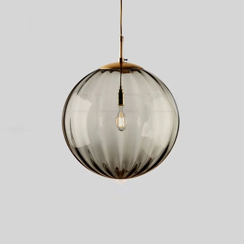 1-lichts bolvormige hanglamp moderne eenvoudige designer geribbelde slaapkamer hanglamp Clearhalo