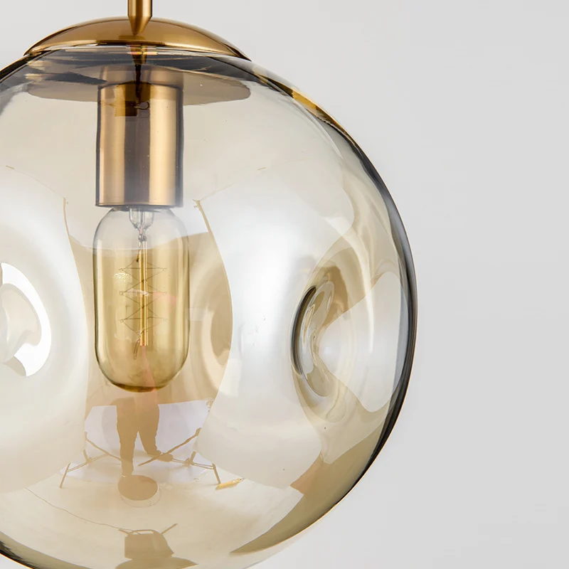 1-lichts bolvormige hanglamp moderne mondgeblazen glazen kap hanglamp Clearhalo