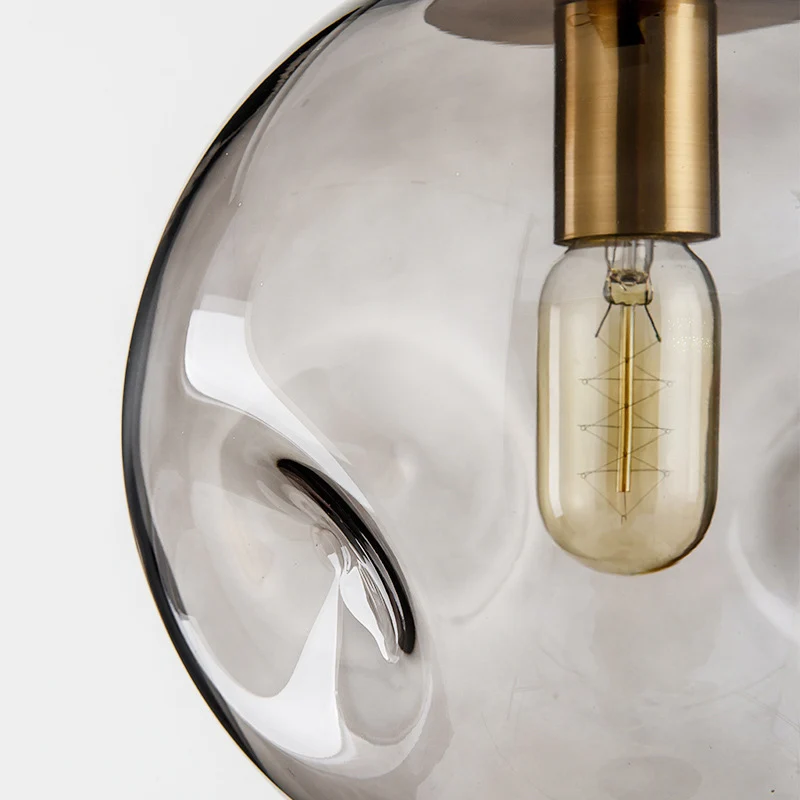 1-lichts bolvormige hanglamp moderne mondgeblazen glazen kap hanglamp Clearhalo
