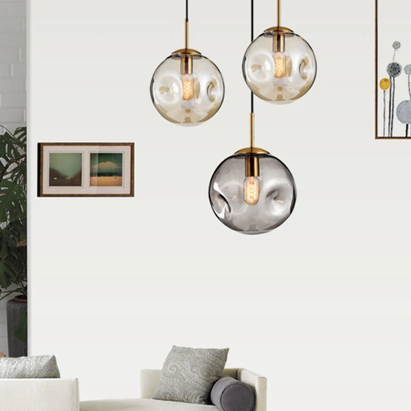 1-lichts bolvormige hanglamp moderne mondgeblazen glazen kap hanglamp Clearhalo