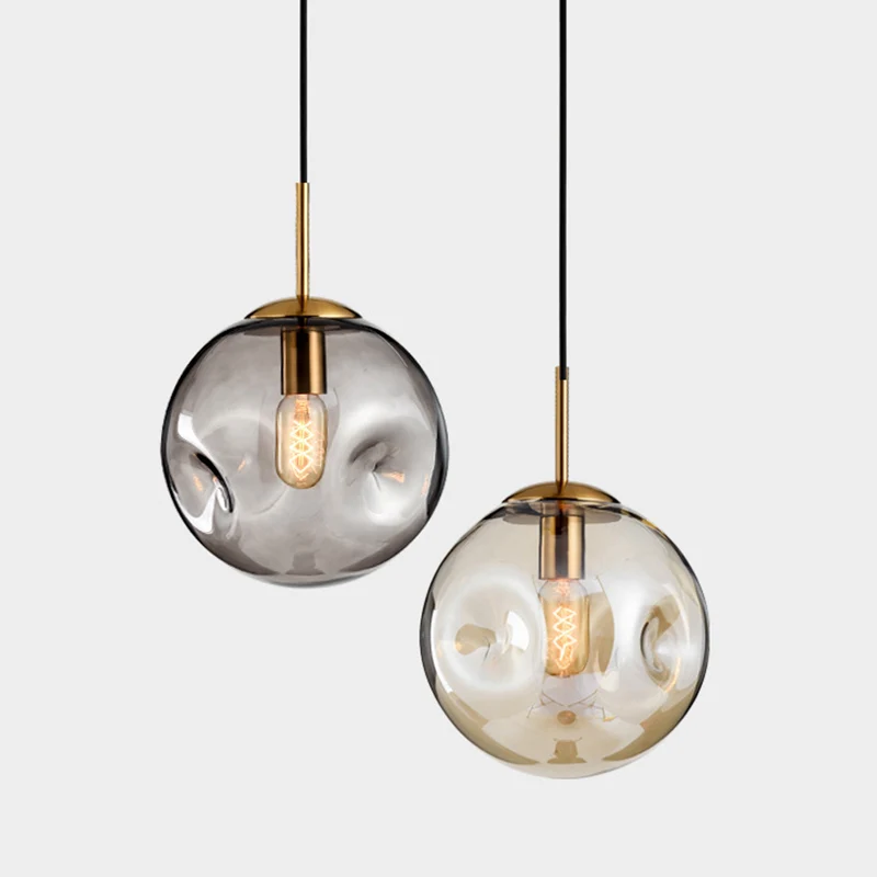 1-lichts bolvormige hanglamp moderne mondgeblazen glazen kap hanglamp Clearhalo