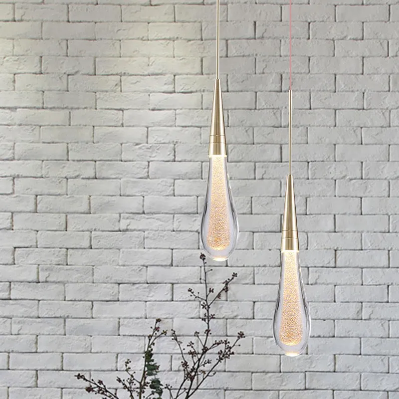 1-lichts bubble-kristallen plafondlamp moderne messing druppel woonkamer LED-hanglamp Clearhalo