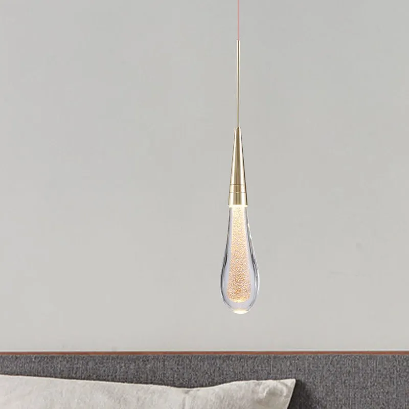 1-lichts bubble-kristallen plafondlamp moderne messing druppel woonkamer LED-hanglamp Clearhalo