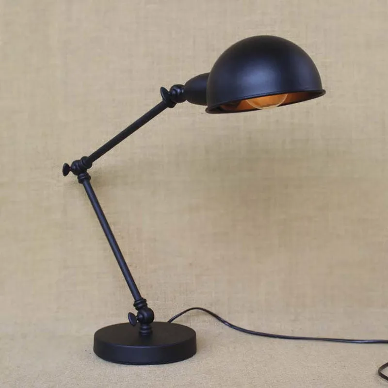 1-lichts bureauverlichting met zwenkarm en koepelvormige leeslamp, industriële messing/chroom metalen leeslamp Clearhalo