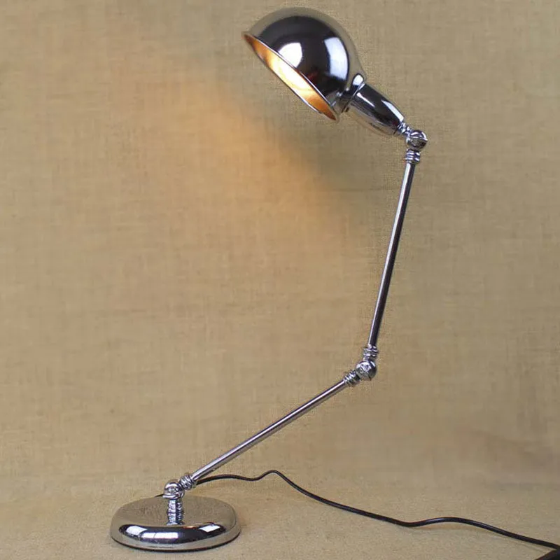 1-lichts bureauverlichting met zwenkarm en koepelvormige leeslamp, industriële messing/chroom metalen leeslamp Clearhalo