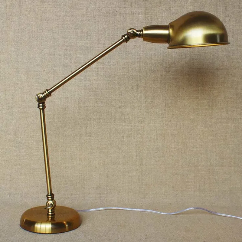 1-lichts bureauverlichting met zwenkarm en koepelvormige leeslamp, industriële messing/chroom metalen leeslamp Clearhalo