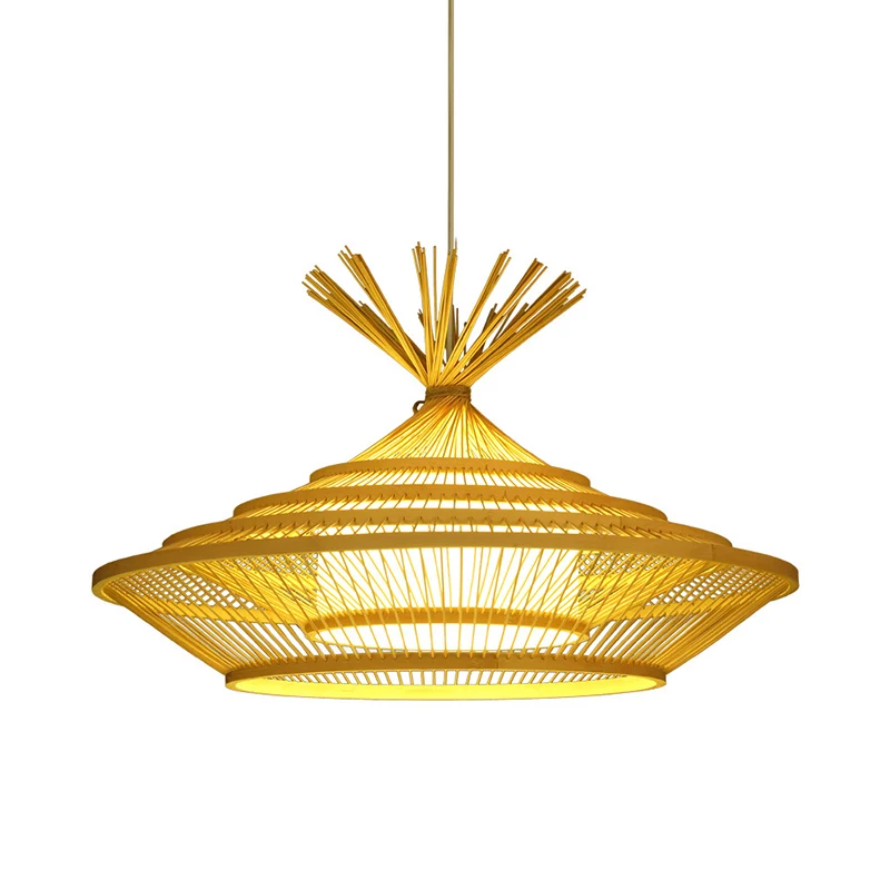 1-lichts Chinese restaurant hanglamp Azië beige hanglamp met gelaagde urnkooi en binnentonkap Clearhalo