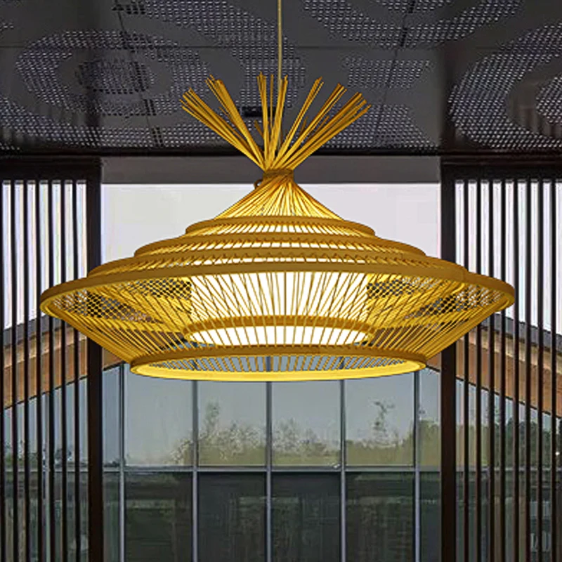 1-lichts Chinese restaurant hanglamp Azië beige hanglamp met gelaagde urnkooi en binnentonkap Clearhalo