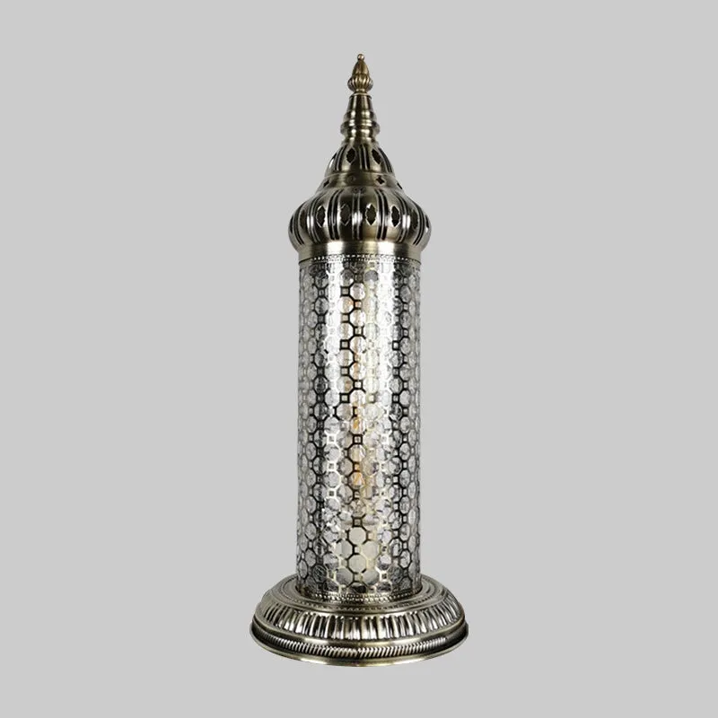1-lichts cilinder bureauverlichting Turkije-stijl brons metallic nachttafellamp, 23,5"/31,5" hoog Clearhalo