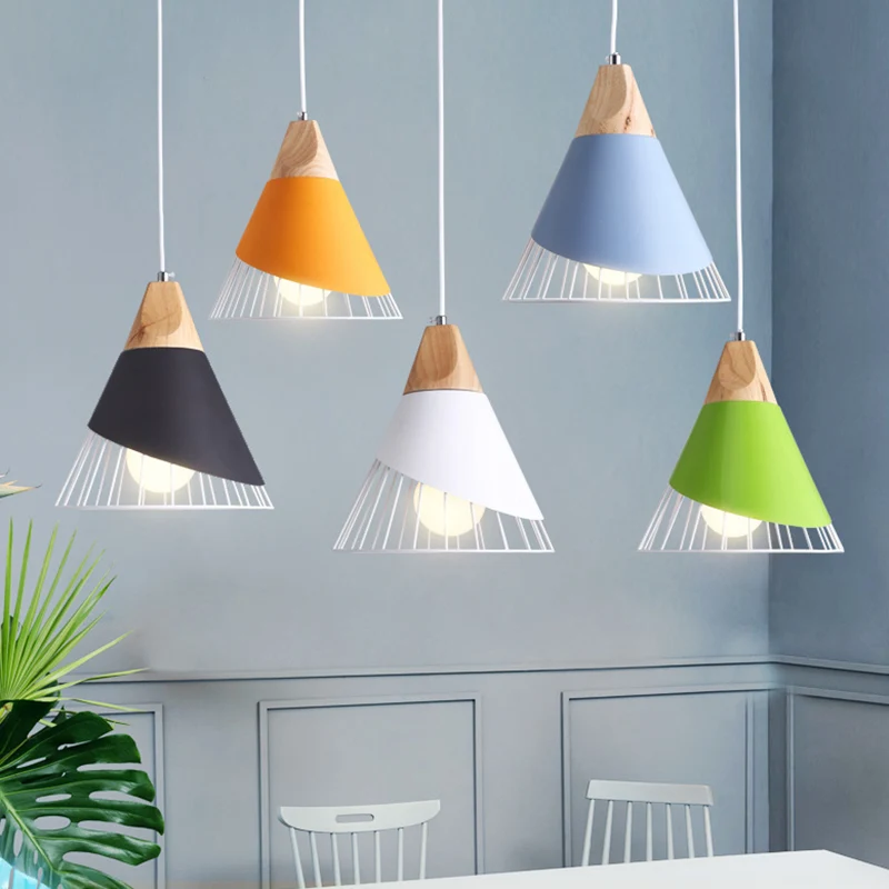 1-lichts draadkooi hanglamp Scandinavische Macarons-stijl metalen woonkamer hanglamp Clearhalo