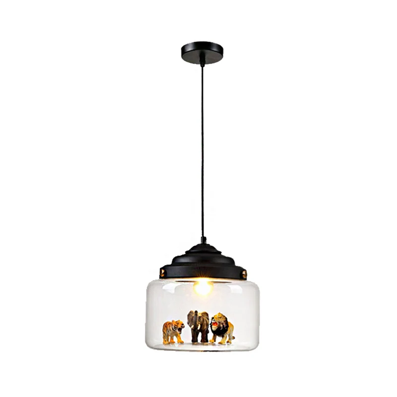 1-lichts eetkamer hangarmatuur modernistische zwarte afwerking hanglamp met trommelhelder glazen kap Clearhalo