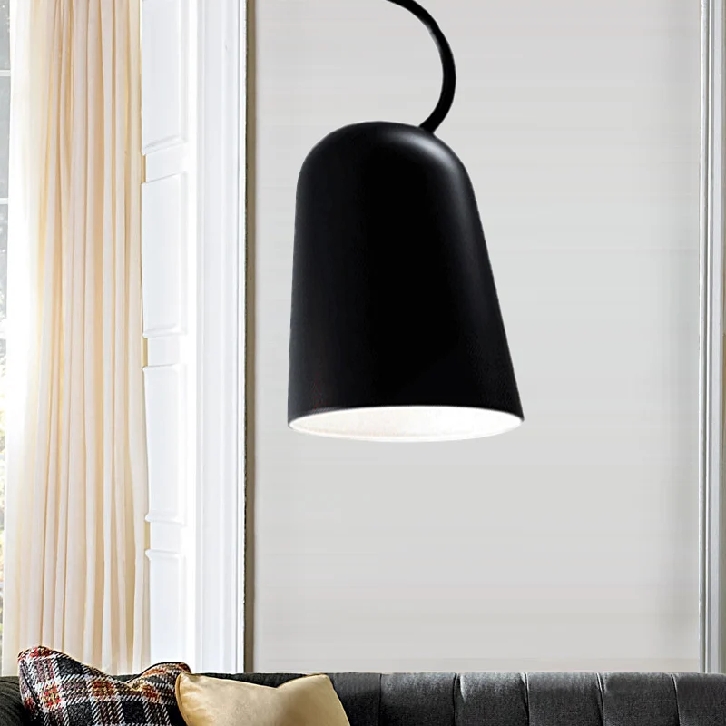 1-lichts eetkamer hangende hanglamp met bel metalen kap moderne stijl zwart/witte hanglamp Clearhalo