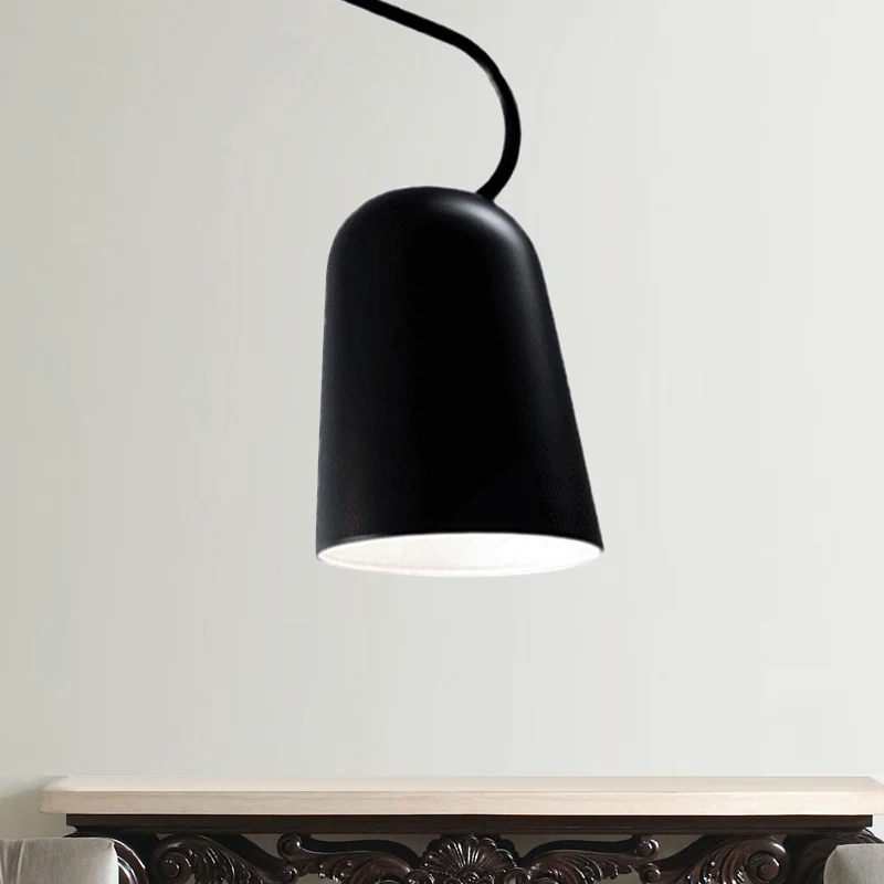 1-lichts eetkamer hangende hanglamp met bel metalen kap moderne stijl zwart/witte hanglamp Clearhalo