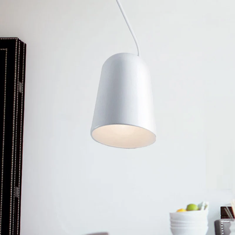 1-lichts eetkamer hangende hanglamp met bel metalen kap moderne stijl zwart/witte hanglamp Clearhalo