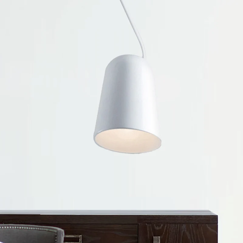 1-lichts eetkamer hangende hanglamp met bel metalen kap moderne stijl zwart/witte hanglamp Clearhalo