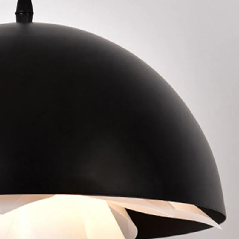 1-lichts eetkamer hanglamp moderne zwarte neerwaartse verlichting met koepelvormige metalen kap Clearhalo