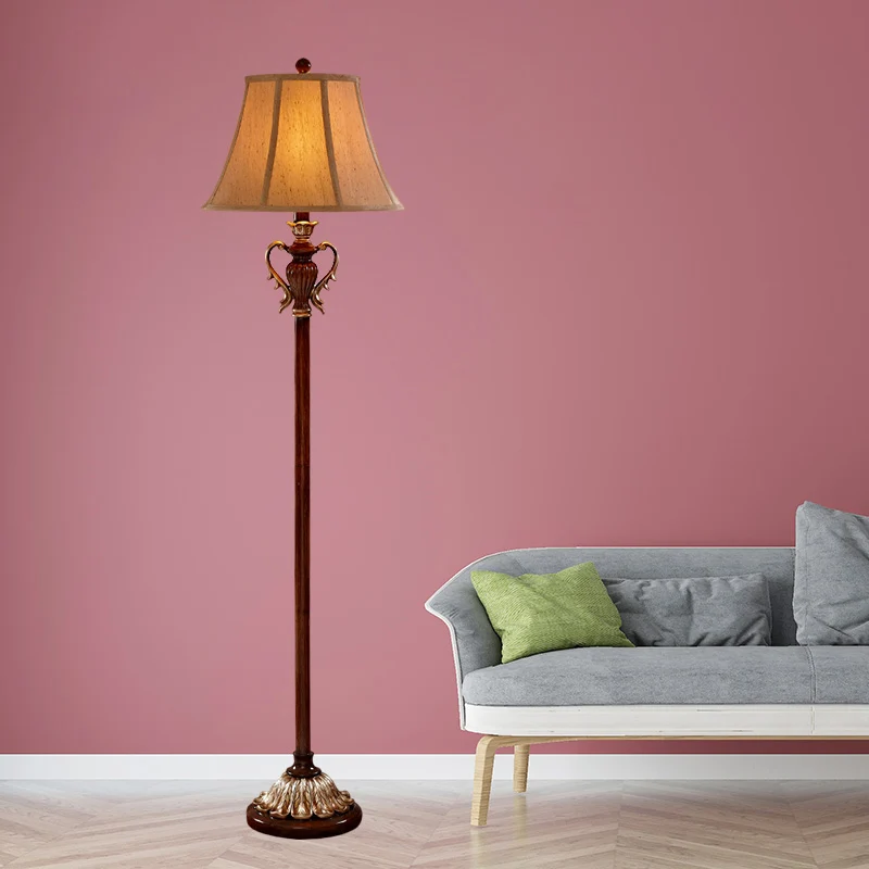 1-lichts Empire Shade staande vloerlamp Traditionele stijl bruine stoffen vloerlamp Clearhalo