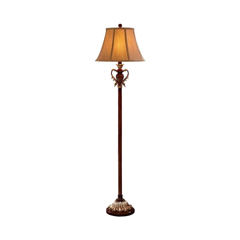 1-lichts Empire Shade staande vloerlamp Traditionele stijl bruine stoffen vloerlamp Clearhalo