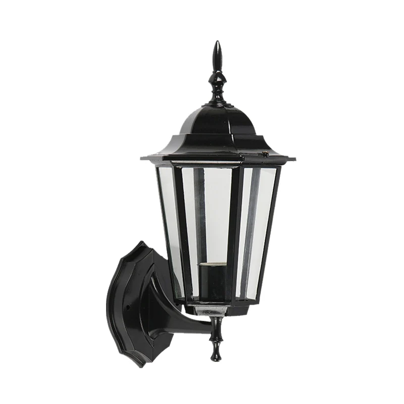 1-lichts geometrische wandlamp Lodges helder glas zwarte afwerking wandgemonteerde lamp voor poort Clearhalo