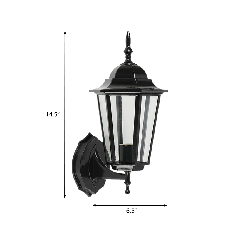 1-lichts geometrische wandlamp Lodges helder glas zwarte afwerking wandgemonteerde lamp voor poort Clearhalo
