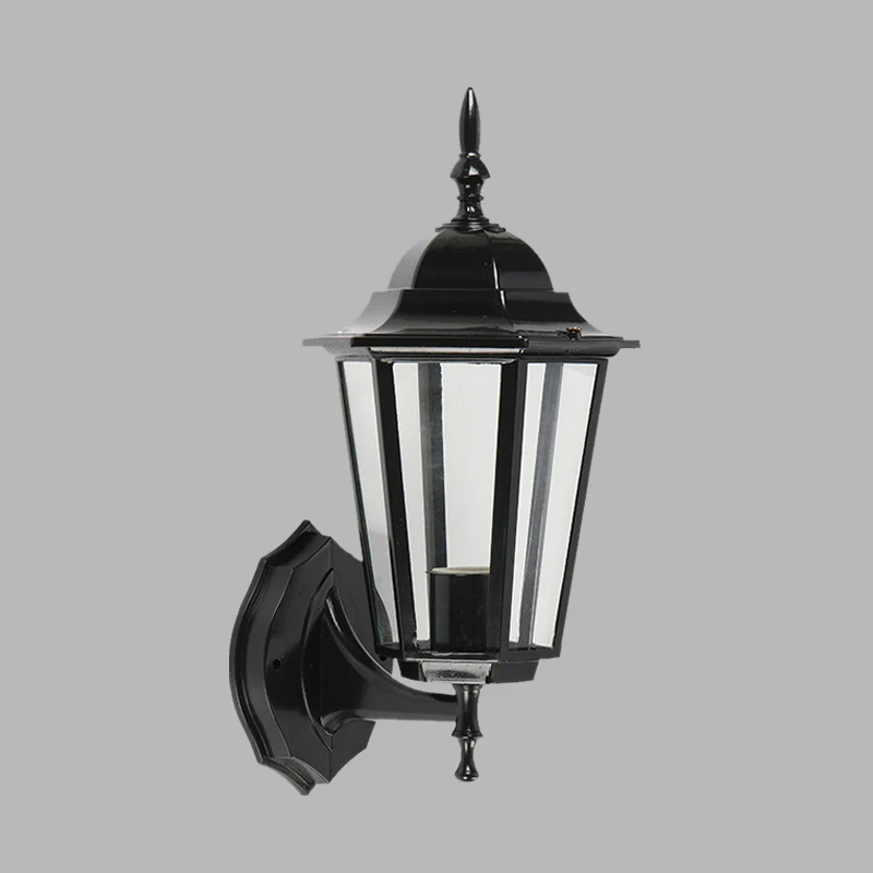 1-lichts geometrische wandlamp Lodges helder glas zwarte afwerking wandgemonteerde lamp voor poort Clearhalo