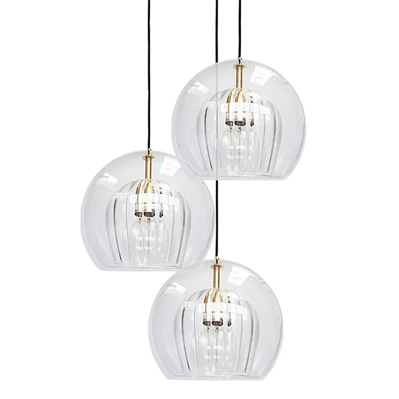 1-lichts Globe hanglamp moderne heldere dubbele glazen hanglamp voor woonkamer Clearhalo
