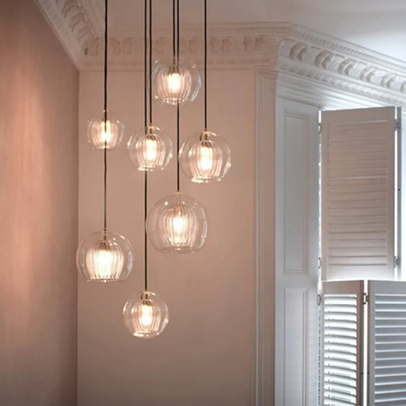 1-lichts Globe hanglamp moderne heldere dubbele glazen hanglamp voor woonkamer Clearhalo
