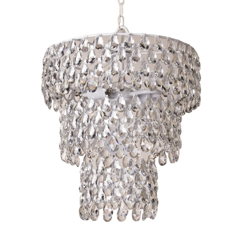 1-lichts hangende hanglamp, minimaal gelaagd rond, helder kristal ingebedde ophangverlichting Clearhalo