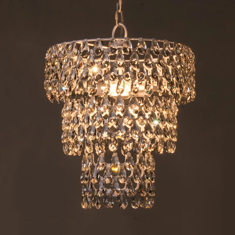 1-lichts hangende hanglamp, minimaal gelaagd rond, helder kristal ingebedde ophangverlichting Clearhalo