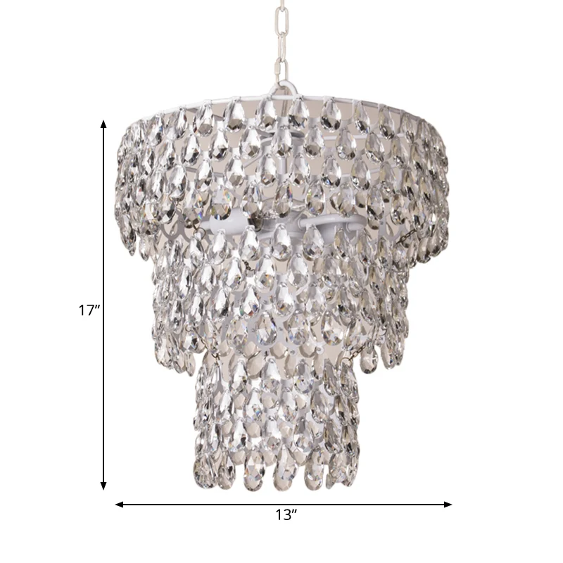1-lichts hangende hanglamp, minimaal gelaagd rond, helder kristal ingebedde ophangverlichting Clearhalo