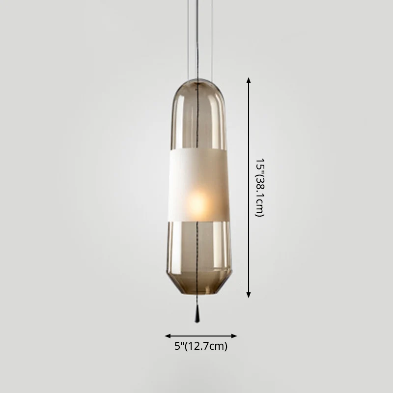1-lichts hangende verlichtingsarmaturen Moderne cilindrische glazen hanglampen voor slaapkamer Clearhalo
