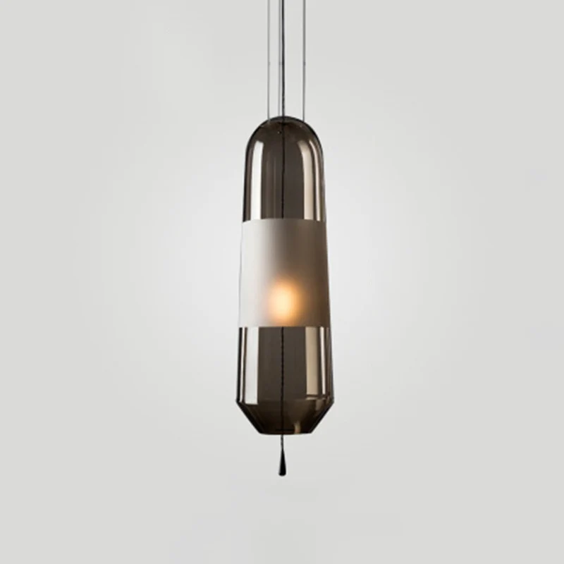1-lichts hangende verlichtingsarmaturen Moderne cilindrische glazen hanglampen voor slaapkamer Clearhalo
