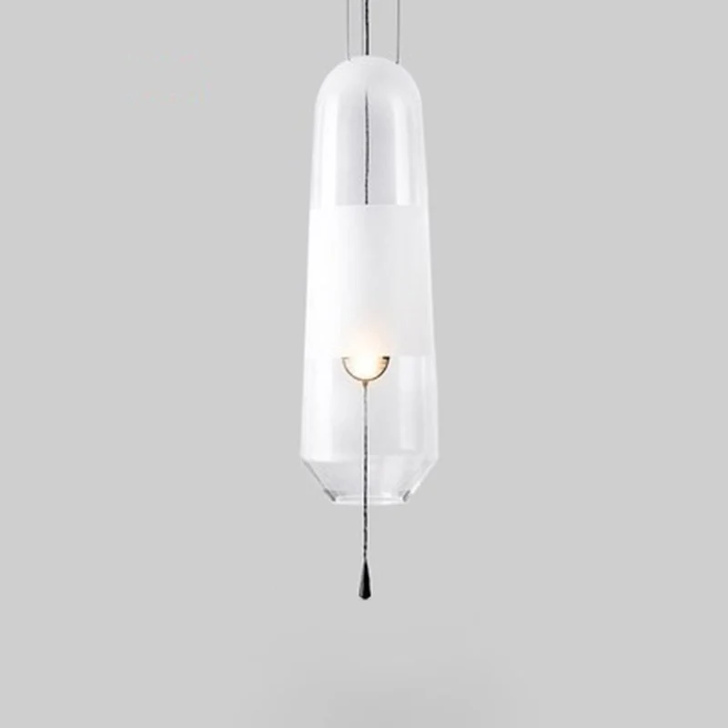 1-lichts hangende verlichtingsarmaturen Moderne cilindrische glazen hanglampen voor slaapkamer Clearhalo