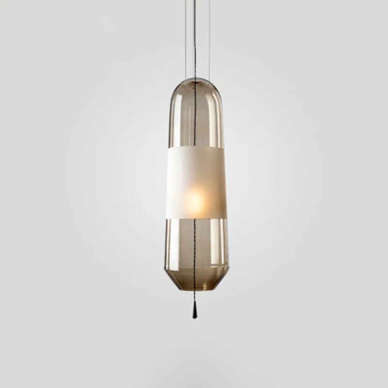 1-lichts hangende verlichtingsarmaturen Moderne cilindrische glazen hanglampen voor slaapkamer Clearhalo