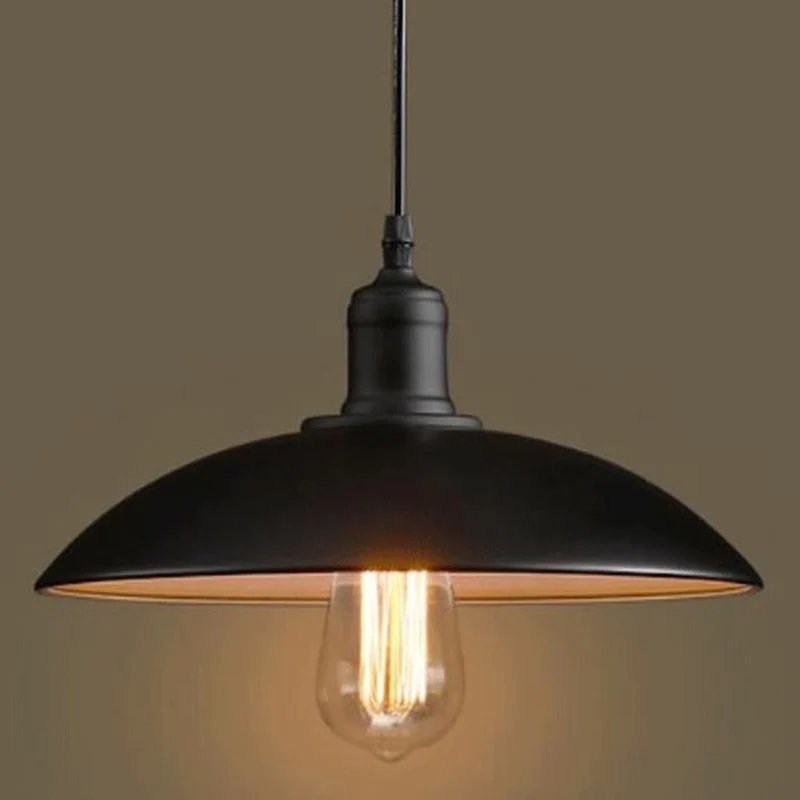 1-lichts hanglamp industriële retro koepelschaduw metalen hanglamp zwart Clearhalo