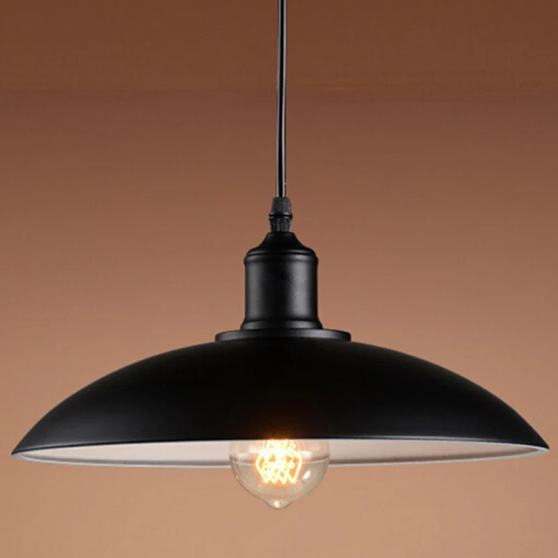 1-lichts hanglamp industriële retro koepelschaduw metalen hanglamp zwart Clearhalo