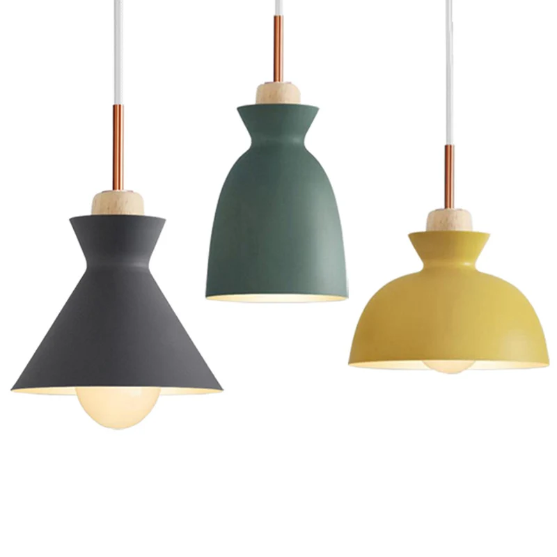 1-lichts hanglamp met houten blad, Scandinavische moderne stijl, metalen restaurant hanglamp Clearhalo